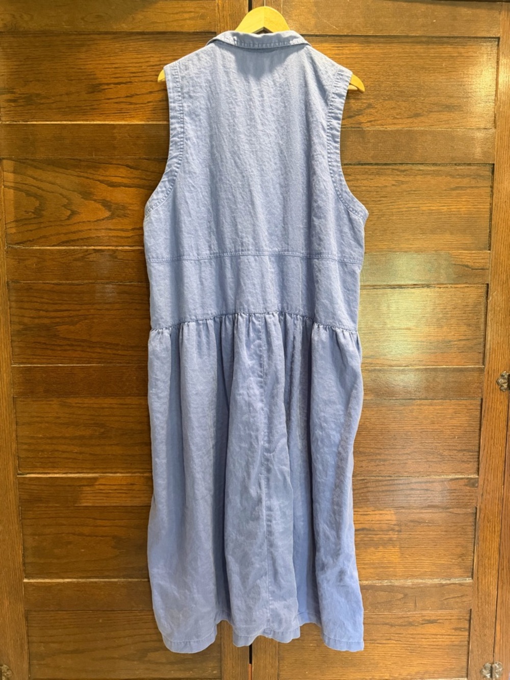 Vintage Eddie Bauer XXL linen blend Blue button maxi dress pockets 90s teacher - Picture 8 of 12